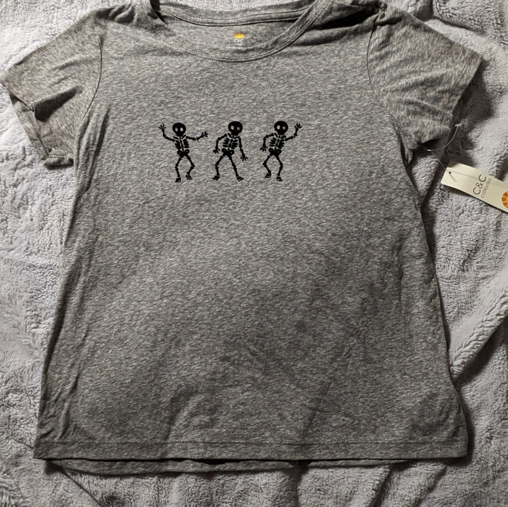 NWOT Grey Short Sleeve Skeleton T Shirt Small